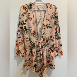 Agua Bendita Pink Floral Romper Size M